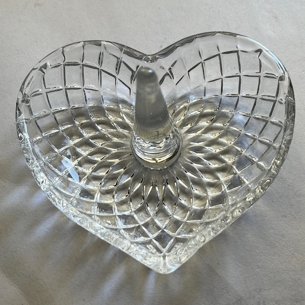 Crystal Clear Heart Shaped Ring Holder 4.5”